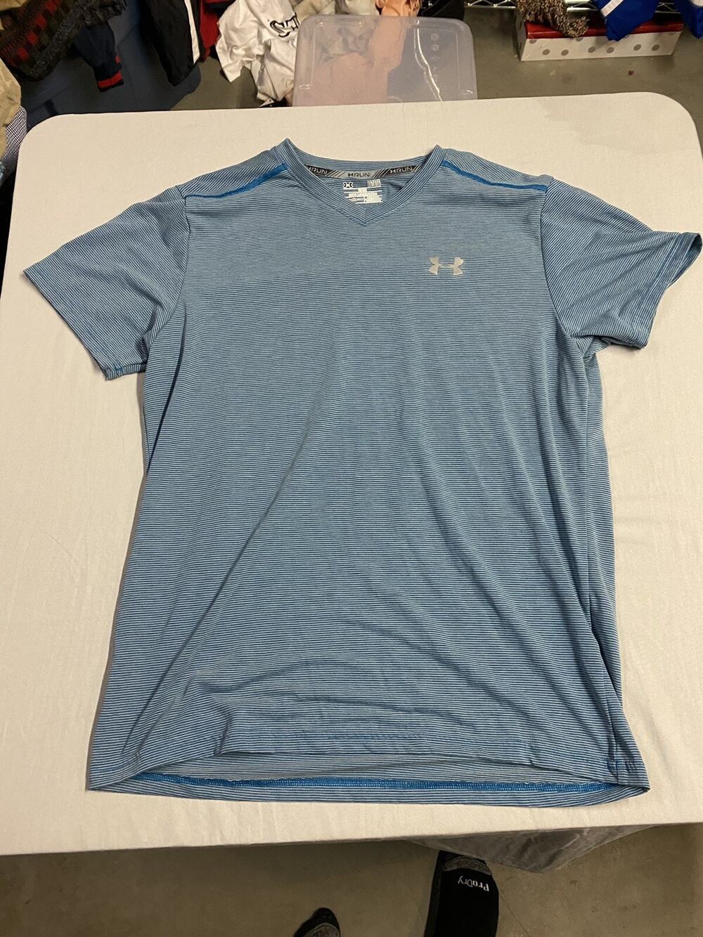 Under Armour HeatGear Run Shirt Adult Large Blue Polyester Short Sleeve Mens